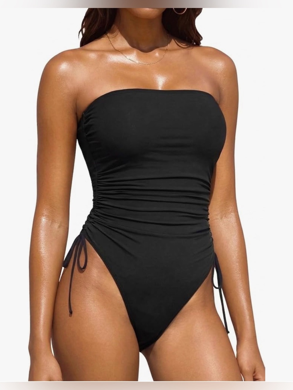 Yonique Women Strapless One Piece Swimsuit Tummy Control Bandeau Bathing Suit